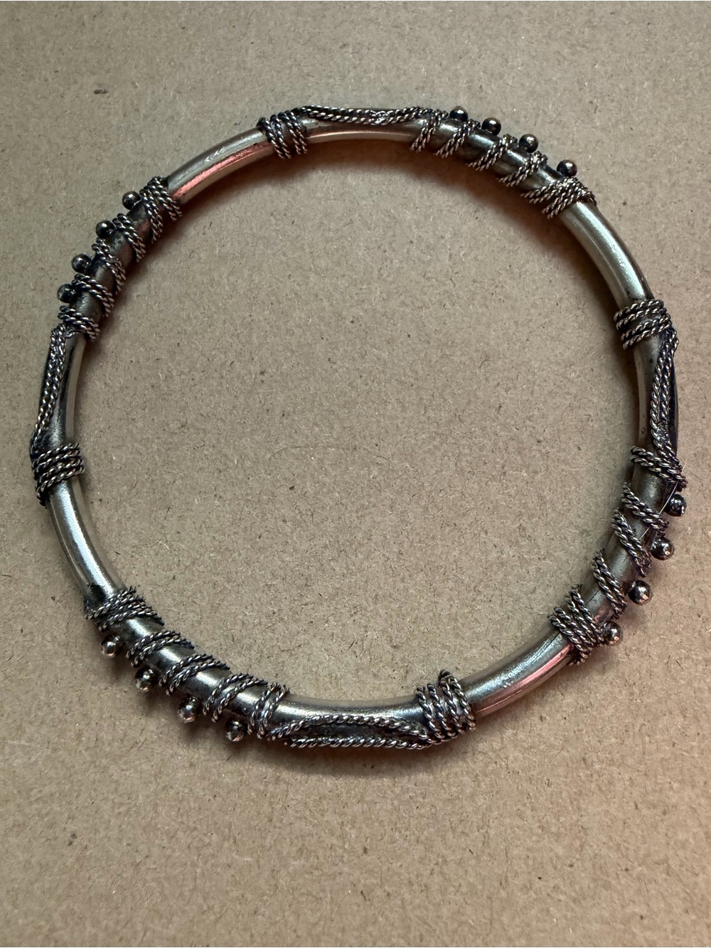Silver-Tone Wrapped Bead Bangle Bracelet - Women Jewelry